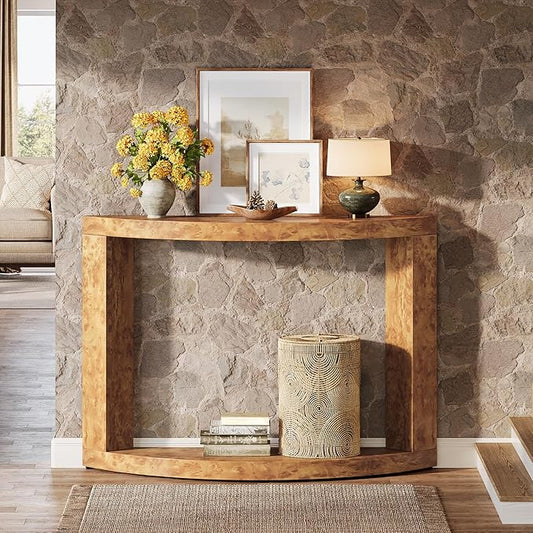 Tribesigns 2-Tier Console Table for Living Room, 47.24" Modern Entryway Table for Foyer, Hallway, Brown