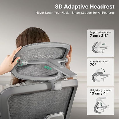 HINOMI H2 Pro Premium Ergonomic Office Chair - Comfy Home Office Desk Computer Chair with Adjustable Back Support, Swivel Wheels, Flip-up Arms, Comfortable Mesh Seat for Desk Work (Cream White)