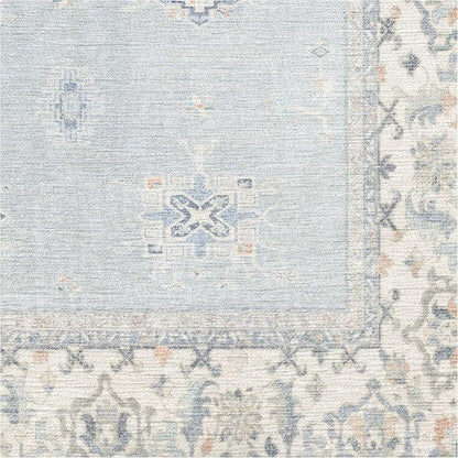 RUGGABLE Washable Vintage Area Rug – Verena Soft Blue 10x14, Stain-Resistant, Non-Slip – Large Machine Washable Rugs for Living Room, Bedroom, Hallway, Entryway & Office–with Cushioned Pad