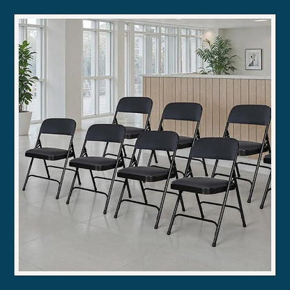 OEF Furnishings OEF2200 Series Heavy-Duty Premium Fabric Padded Upholstery Double-Hinged Folding Chairs (4-Pack, Classic Black)