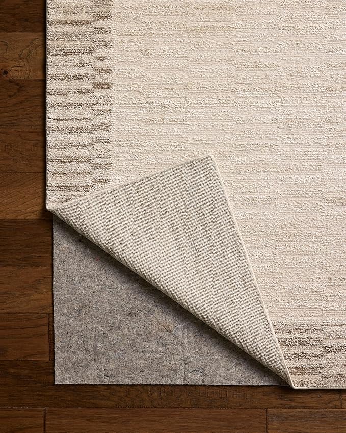 Loloi Chris Loves Julia Calvin Collection CLV-04 Ivory/Pebble 7'-10" x 10' Area Rug Checkered Neutral Soft Living Room Bedroom Carpet