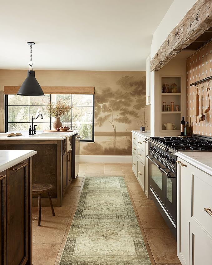 Loloi Magnolia Home by Joanna Gaines Banks Collection BAN-06 Natural/Granite 2'-6" x 7'-6", .13" Pile Height, Machine Washable, Runner Rug