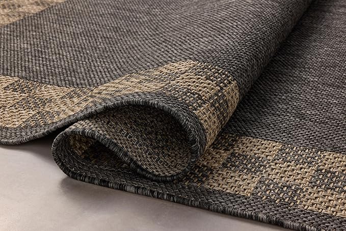 Loloi Chris Loves Julia Providence Collection PRC-01 Charcoal/Natural 9'-2" x 13', .12" Pile Height, Indoor/Outdoor Area Rug