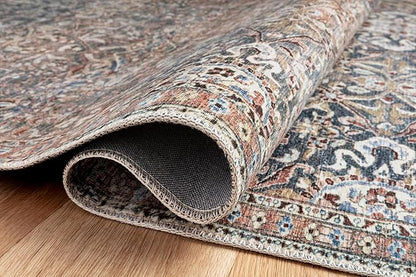 Loloi Chris Loves Julia Jules Collection JUL-06 Denim/Spice 2'-6'' x 9'-6'', .13" Pile Height, Runner Rug