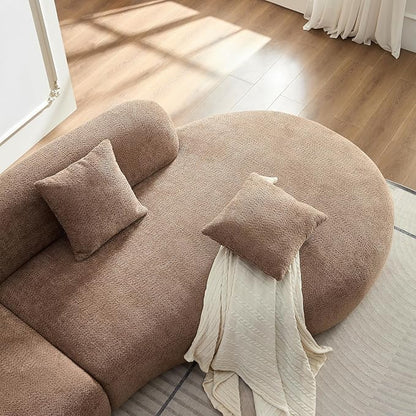 135.4" Oversized Curved Sofa, Modern Minimalist Comfy Sectional Couch, Upholsted Boucle Luxury Sofas Chaise, 6 Seater Modular Couches for Living Room Home Office Apartment((Right Facing,Camel)