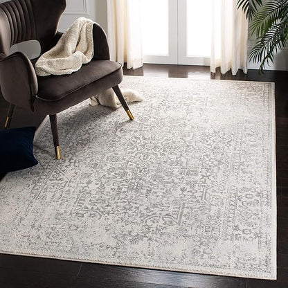 SAFAVIEH Evoke Collection 5'1" x 7'6" Ivory/Grey EVK256F Oriental Distressed Non-Shedding Living Room Bedroom Area Rug