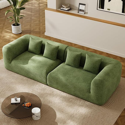 120'' Oversized Sectional Couches for Living Room Boneless Modular Sectional Sofa Plush Chenille Cloud Modular Couch Modern Sectionals with Deep Seat, No Assembly Required, 4 Seater, Green