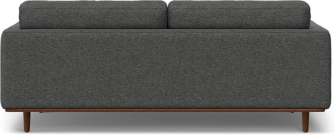 SIMPLIHOME Morrison Mid-Century Modern 89 inch Wide Sofa with Ottoman Set in Charcoal Grey Tightly Woven Performance Fabric for the Living Room and Family Room