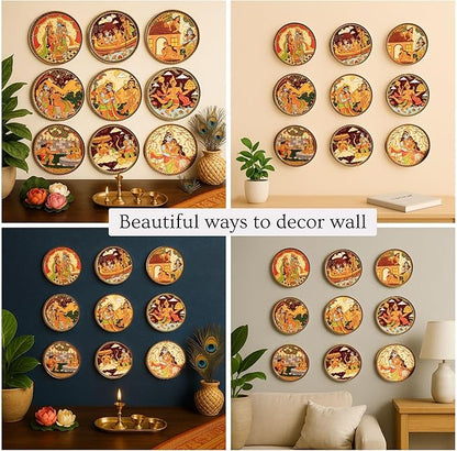 RITUALISTIC Ramayan Wall Plates for home decoration | Wall plates for living room | Metal Wall décor | Gift items for unisex |wall art | wall showpiece| Home Décor Items & Christmas gifts| Set of 9