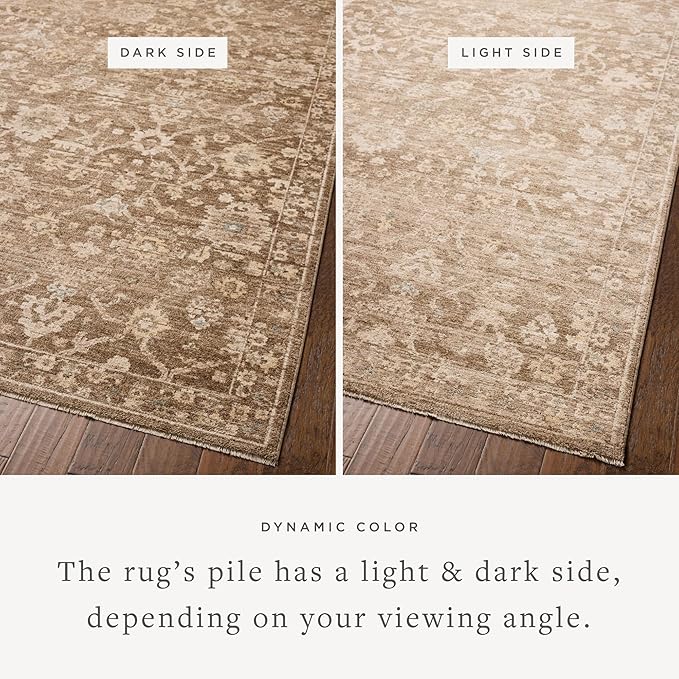 Loloi Chris Loves Julia Palma Collection PLM-09 Brown/Earth 9'-6" x 13'-1" Fringe Area Rug Vintage Style Boho Living Room Bedroom Carpet