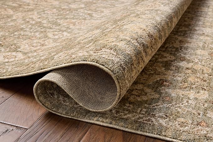 Loloi Chris Loves Julia Palma Collection PLM-03 Lagoon/Natural 2'-3" x 3'-10" Accent Rug Vintage Style Boho Living Room Bedroom Carpet