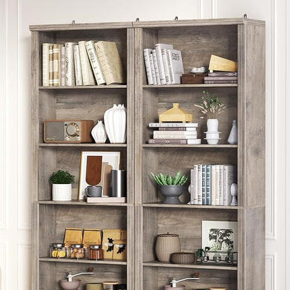 75" Tall Bookshelf & Bookcase, 6-Tier Adjustable Storage Shelves, Book Shelf with Anti-Tipping Device, Floor Standing Modern Display Rack for Living Room, Bedroom, Office, Grey