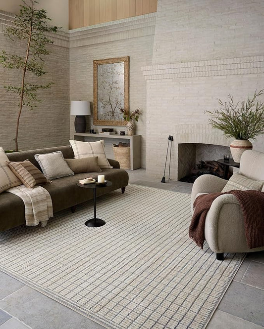 Loloi Amber Lewis Bexley Collection BEX-04 Slate/Natural 9' x 13' Area Rug Neutral, Textured, Living, Bedroom, Dining, Carpet