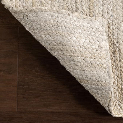 nuLOOM Oval 8x10 Rigo Jute Hand Woven Area Rug, Off White, Solid Farmhouse Design, Natural Fiber, For Bedroom, Living Room, Dining Room, Hallway, Office, Kitchen, Entryway