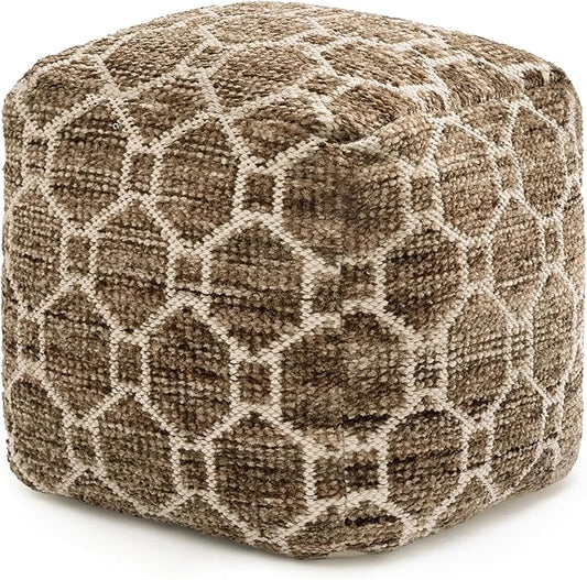 Anji Mountain 100% Handmade & Handcrafted Comfortable Home Décor Pouf Ottoman Footrest for Living Room, Bedroom, Nursery, Kidsroom, Patio Furniture - (20" x 20" x 20" - Brown)