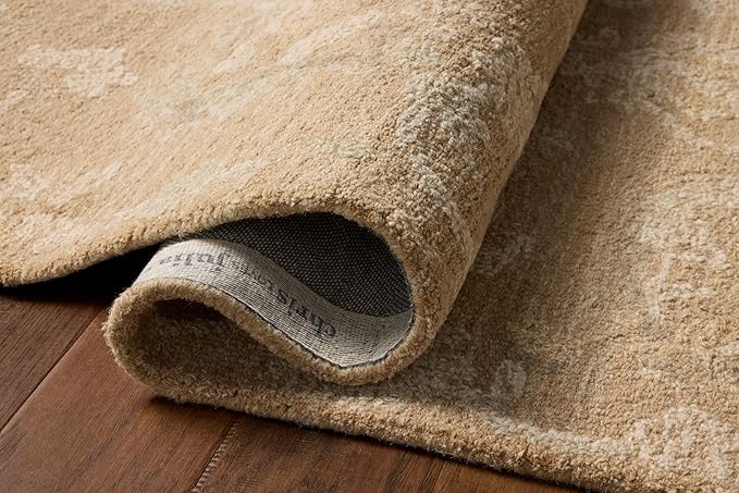 Loloi Chris Loves Julia Dorothea Collection DRT-01 Sand/Pebble 2'-3" x 3'-9" Accent Rug Wool Neutral Floral Living Room Bedroom Carpet