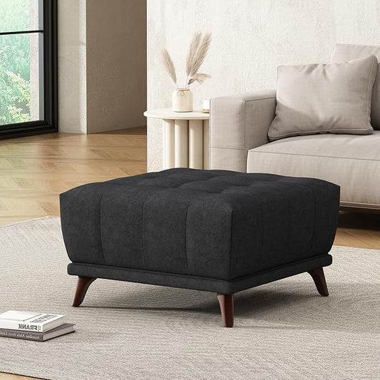Christopher Knight Home Kinsley Square Ottoman Footstool, Ottoman Chair with Large Seat, Chenille Fabric Upholstery Coffee Table, Modern Side Table for Living Room Bedroom Home Decor, Grey