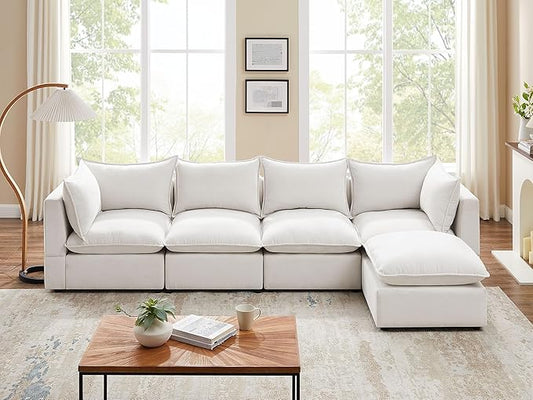VANOMi Modular Sectional Sofa, 5 Seater Sofa with Reversible Chaise for Living Room, L Shape Sofa