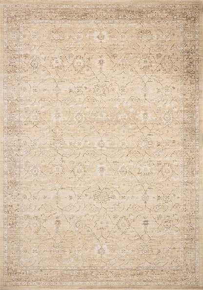 Loloi Chris Loves Julia Palma Collection PLM-10 Wheat/Bark 2'-3" x 3'-10" Fringe Accent Rug Vintage Style Boho Living Room Bedroom Carpet
