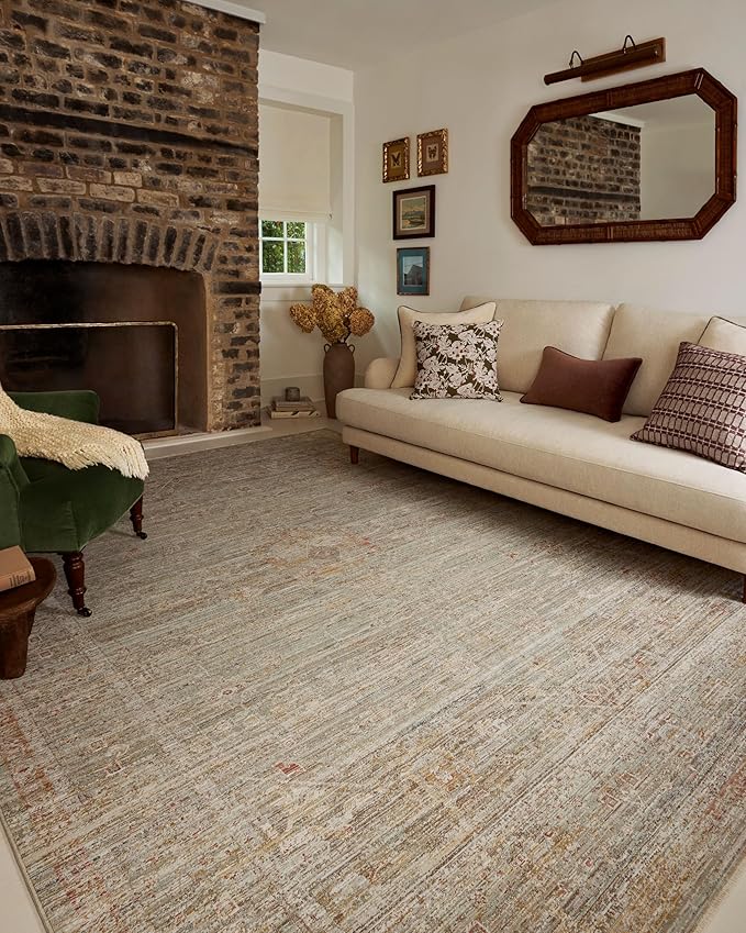 Loloi Chris Loves Julia Ida Collection IDA-05 Spa/Sunrise 7'-10" x 10', .19" Pile Height, Area Rug