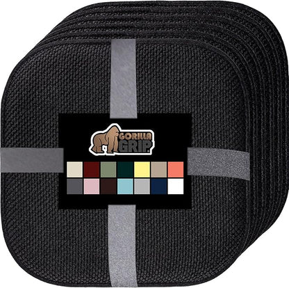 GORILLA GRIP Slip Resistant Chair Cushions, No Ties Required, Set of 6 Memory Foam Pads for Dining Room, Kitchen Table, Office, Rocking Chairs, Plush Seat Cover Cushion Pad, Home Decor, 16x16, Black