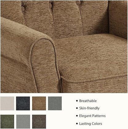 Lumibee High Back Accent Chair Set of 2,Upholstered Wingback Armchair with Solid Wood Legs for Small Spaces,Comfy Single Sofa Chair for Living Room,Bedroom,Office-Brown