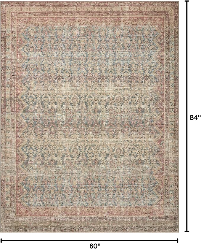 Loloi Angela Rose Aubrey Collection AUB-03 Ocean/Spice 5'-0" x 7'-0", .19" Pile Height, Area Rug