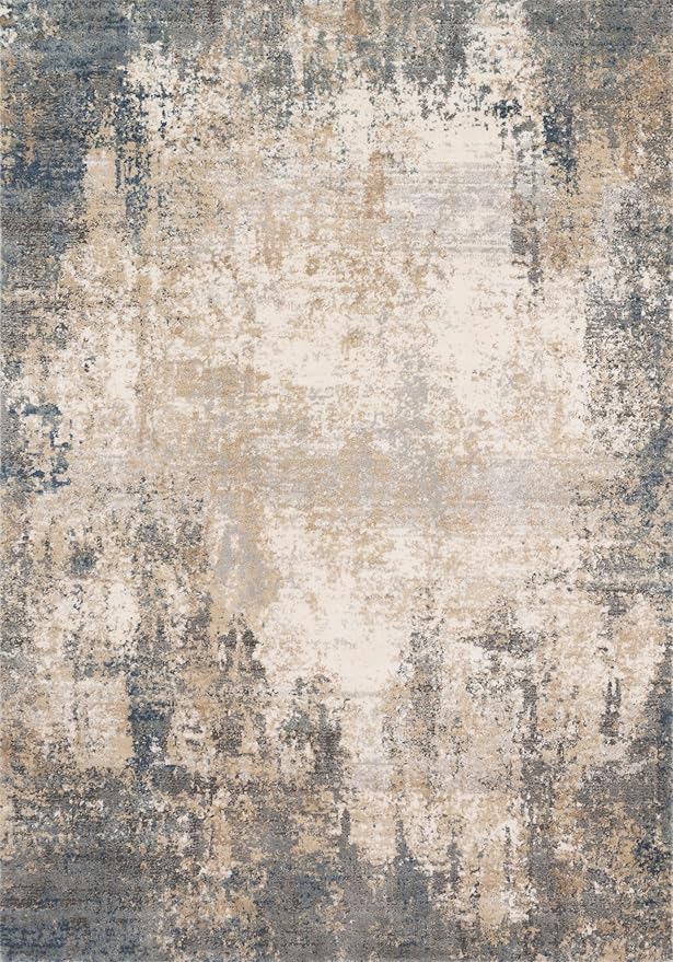Loloi Teagan Collection TEA-08 Ivory/Mist 2'-8" x 7'-6" Runner Rug, Large, Soft Neutral Rug, High-Traffic for Living Room, Bedroom, Home Office, Dining Area