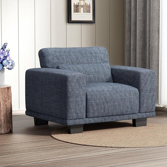 Marsail Modern 40 Inch Linen Fabric Sofa, Armchair Couch with Wide Armrests, Deep Cushions & Removable Washable Covers, Comfortable Living Room Furniture, Blue
