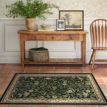 RUGGABLE x Morris & Co Washable Area Rug – Pomegranate Blue Green 4x6, Stain-Resistant, Non-Slip – Medium Machine Washable Rugs for Living Room, Bedroom, Hallway, Entryway & Office–with Standard Pad
