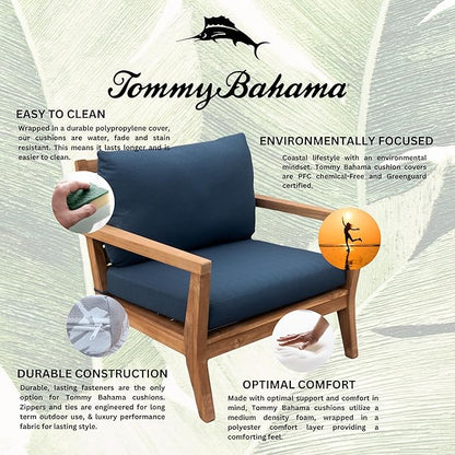 Tommy Bahama Deep Seating Lounge Cushion, 24" X 24" X 4", Bamboo Bay Cobalt