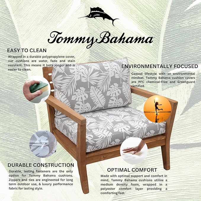 Tommy Bahama Deep Seating Lounge Cushion, 23" X 24" X 4", Tropical Chrome