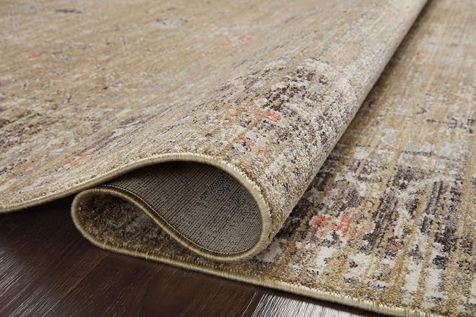 Loloi Magnolia Home by Joanna Gaines Millie Collection MIE-03 Gold/Charcoal 9'-6" x 13'-1", .25" Pile Height, Area Rug