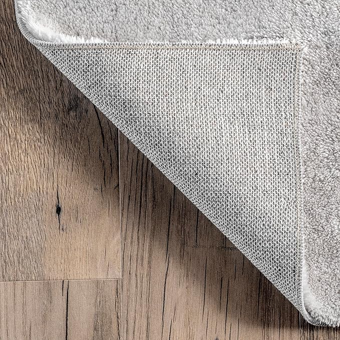 nuLOOM 2' x 8' Cozy Plush Area Rug, Machine Washable, Non-Slip, Soft Fluffy Shag Carpet for Living Room Bedroom Kids Room Nursery Home Decor, Loni Light Grey