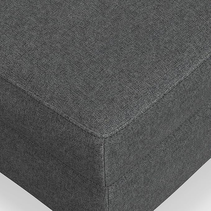 SIMPLIHOME Ava Sofa and Ottoman in 100% Recycled Polyester Performance Fabric, Pebble Grey, 90-inch-Wide 3-Seater Couch and Matching 36-inch-Wide Table Ottoman for Living Room, 2-Piece Set