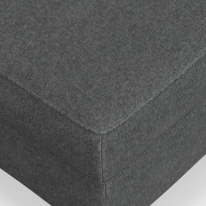 SIMPLIHOME Ava Large Rectangular Ottoman in 100% Recycled Polyester Tightly Woven Performance Fabric, Pebble Grey, 48-inches Wide, Multipurpose Table or Footrest Ottoman, Assembled, for Living Room