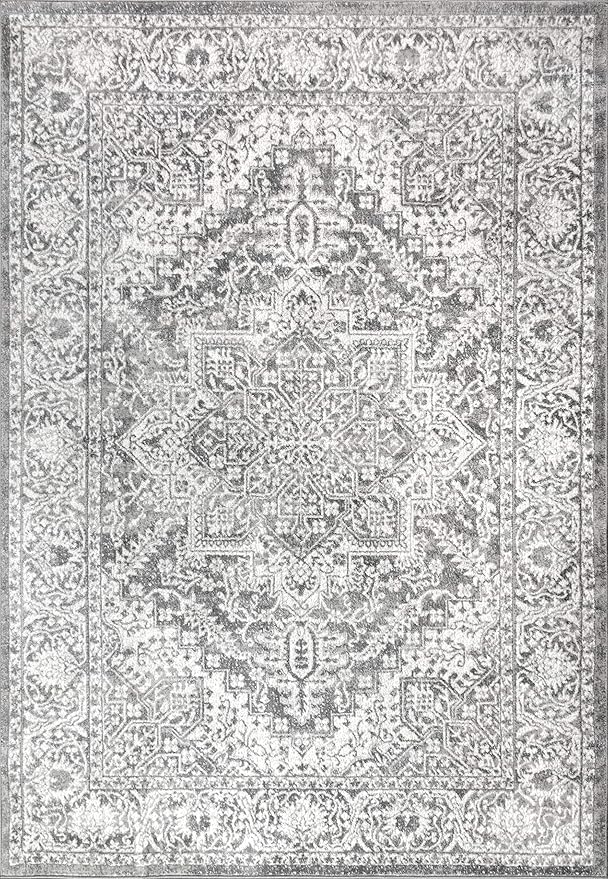 JONATHAN Y Modern Vintage Medallion Light Gray Indoor Area Rug, 10x13, Country, Floral, Easy-Cleaning for Living Room, Bedroom, Kitchen, Pet Friendly, Non-Shedding (MDP100A-13)