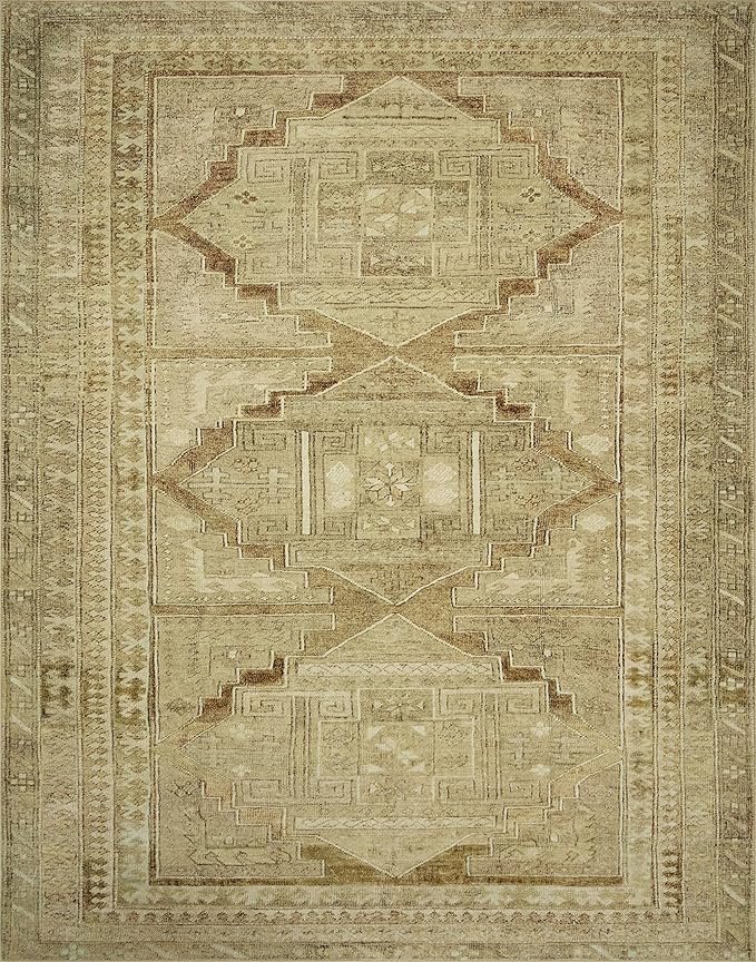 Loloi Magnolia Home by Joanna Gaines Sinclair Collection SIN-02 Khaki/Tobacco 5'-0" x 7'-0", .25" Pile Height, Machine Washable, Area Rug