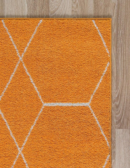 Unique Loom Trellis Frieze Collection Area Rug - Geometric (4' x 6', Orange/ Ivory)
