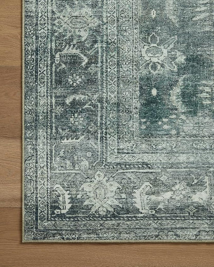 Loloi Magnolia Home by Joanna Gaines Banks Collection BAN-03 Blue/Lagoon 5'-0" x 7'-6", .13" Pile Height, Machine Washable, Area Rug