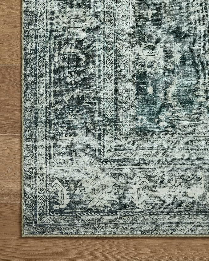Loloi Magnolia Home by Joanna Gaines Banks Collection BAN-03 Blue/Lagoon 2'-6" x 12'-0", .13" Pile Height, Machine Washable, Runner Rug