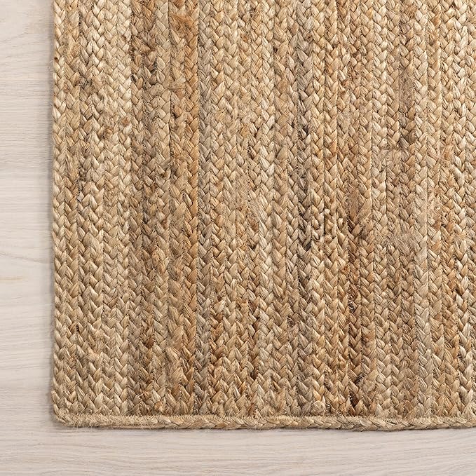 nuLOOM 12x15 Rigo Jute Hand Woven Area Rug, Natural, Solid Farmhouse Design, Natural Fiber, For Bedroom, Living Room, Dining Room, Hallway, Office, Kitchen, Entryway