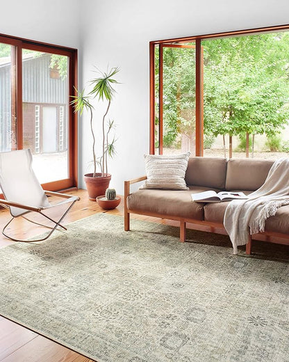 Loloi Skye Collection SKY-14 Natural/Sage 6'-0" x 6'-0" Round Area Rug
