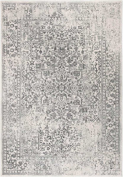 SAFAVIEH Area Rug 9x12 - Evoke Collection - Large - Ivory & Grey, Distressed Design, Non-Shedding & Easy to Clean, Ideal for Living Room, Bedroom, Dining Space (EVK256F)