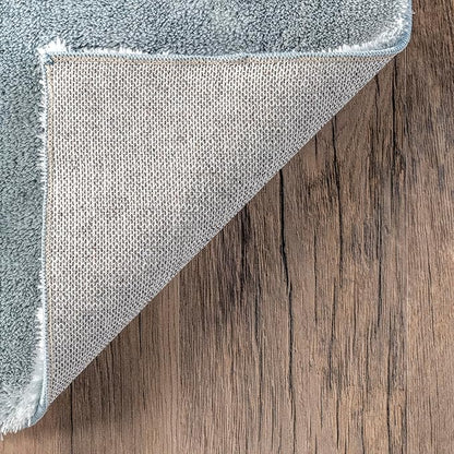 nuLOOM 2' x 6' Cozy Plush Area Rug, Machine Washable, Non-Slip, Soft Fluffy Shag Carpet for Living Room Bedroom Kids Room Nursery Home Decor, Loni Light Blue