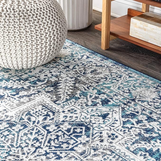 JONATHAN Y Modern Vintage Medallion Navy/Light Gray Indoor Area Rug, 12x15, Country, Floral, Easy-Cleaning for Living Room, Bedroom, Kitchen, Pet Friendly, Non-Shedding (MDP100B-15)