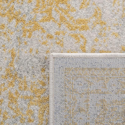 SAFAVIEH Evoke Collection Area Rug - 8' Round, Ivory & Gold, Distressed Design, Non-Shedding & Easy to Clean, Ideal for Living Room, Bedroom, Dining Space (EVK256B)