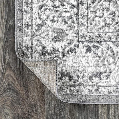 JONATHAN Y Modern Vintage Medallion Light Gray 8x8 Square Indoor Area Rug, Country, Floral, Easy-Cleaning for Living Room, Bedroom, Kitchen, Pet Friendly, Non-Shedding (MDP100A-8SQ)