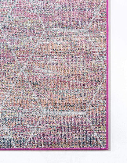 Unique Loom Trellis Frieze Collection Area Rug - Geometric (5' Square, Multi/ Ivory)