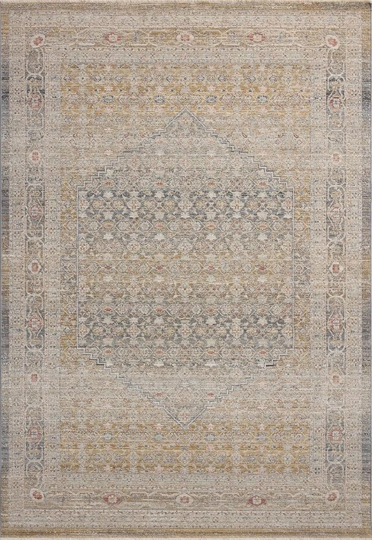 Loloi Chris Loves Julia Ida Collection IDA-02 Stone/Gold 3'-6" x 5'-6", .19" Pile Height, Accent Rug